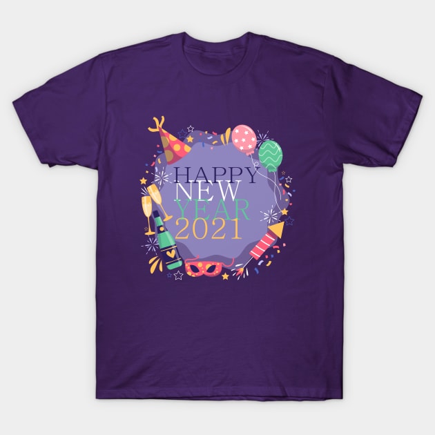 Happy New Year 2021 T-Shirt by Mako Design 